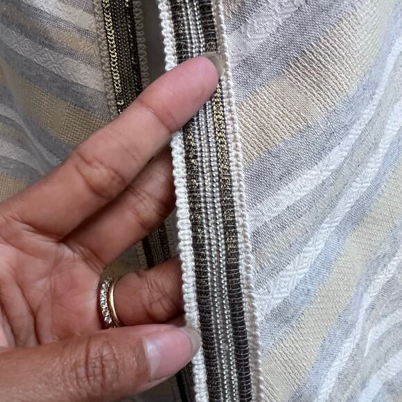 Women's Boho Fringe Open Front Esqualo Cream Gray Cardigan Jacket Size 10 Chic - Picture 4 of 8